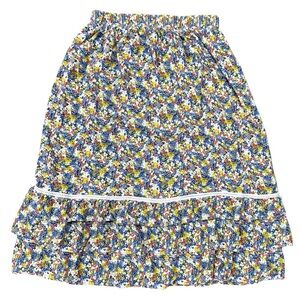 Cynthia Rowley Multi Color Floral Tiered Ruffle Hem A-Line Maxi Skirt Size L